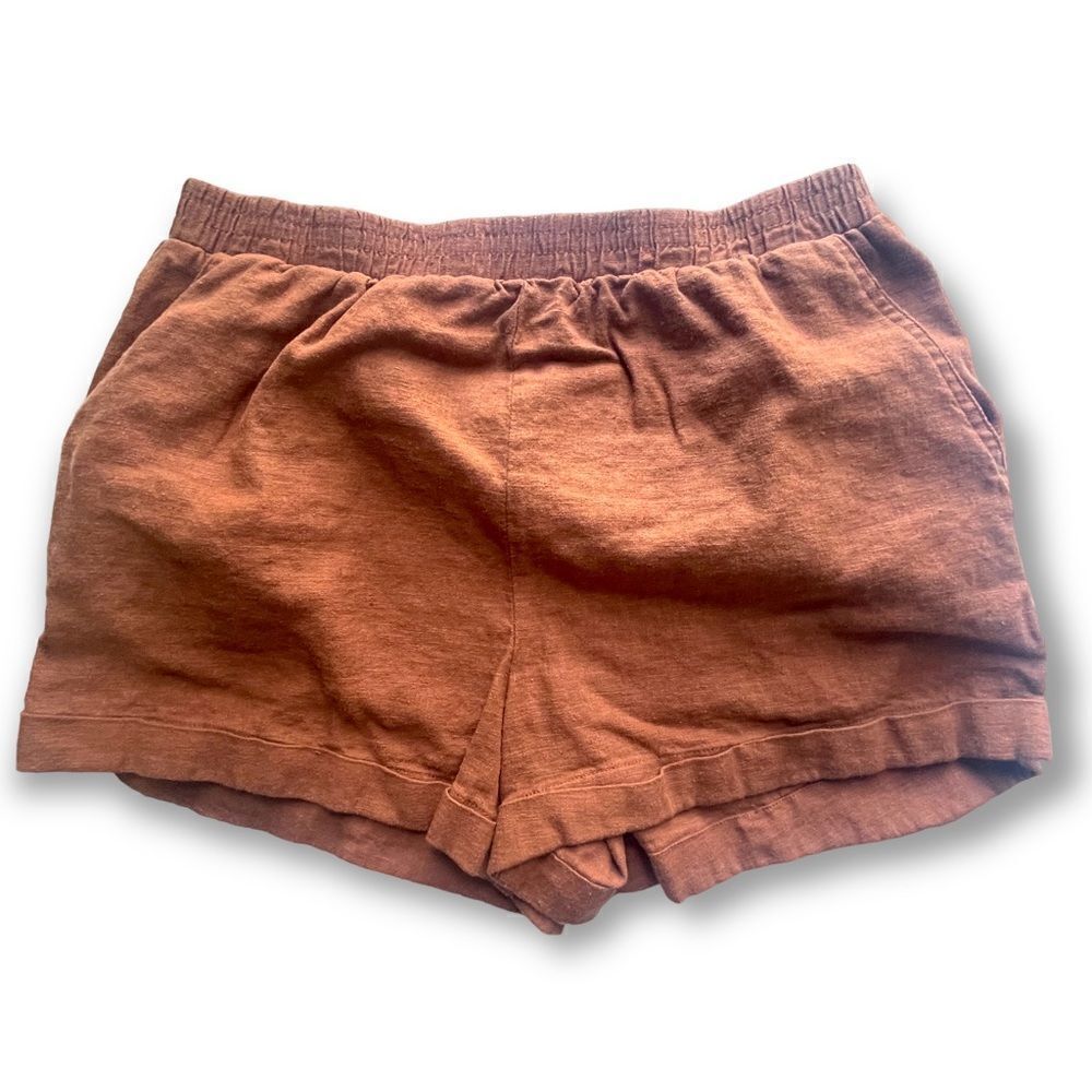 Forever 21 Rust Brown Linen Blend Cuffed Shorts - Picture 5 of 7